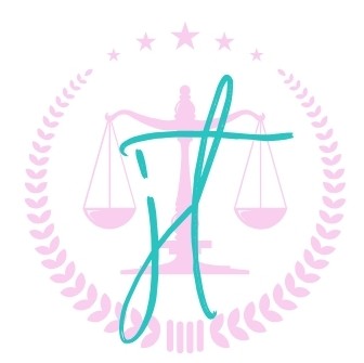 logo with pink legal scales and initials JT